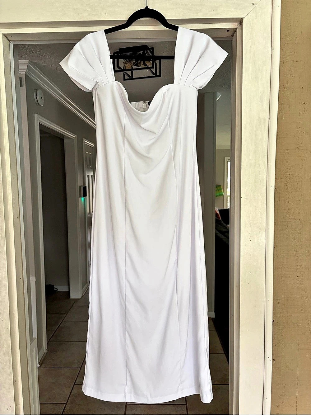 Abercrombie & Fitch Clean Off-The-Shoulder Midi Dress White Medium
